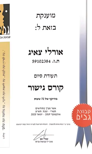תעודת סיום קורס גישור מכללת גבים אורלי צאיג